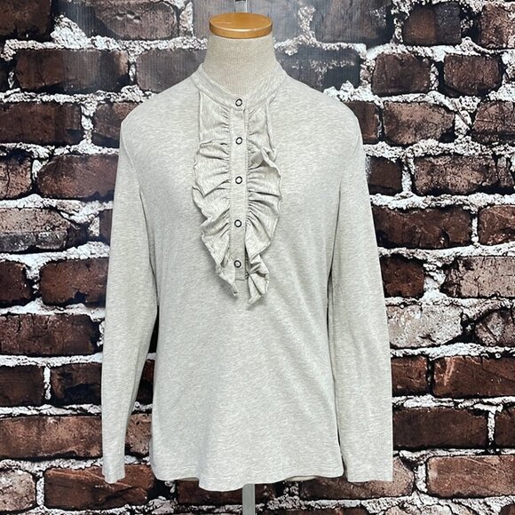 Lafayette148 Long Sleeve Shirt Frilled Blouse Cream Size Medium M - Picture 5 of 14